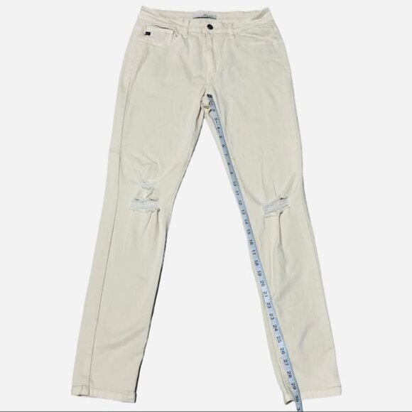 Kancan Cream Color Distressed High Waist Skinny Jeans Size 28 - Picture 10 of 10